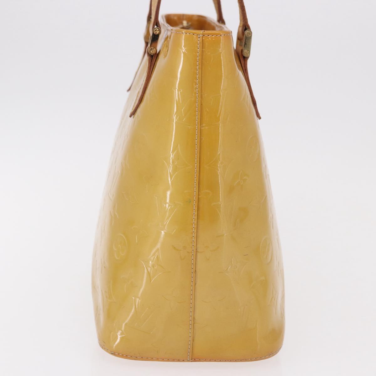 LOUIS VUITTON Monogram Vernis Houston Hand Bag Beige M91004 LV Auth fm5400