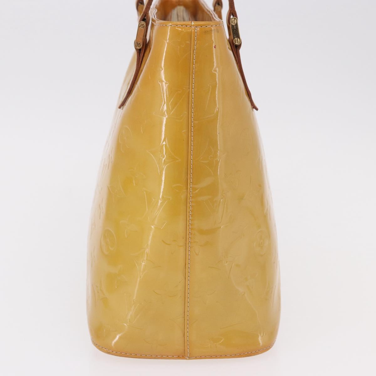 LOUIS VUITTON Monogram Vernis Houston Hand Bag Beige M91004 LV Auth fm5400