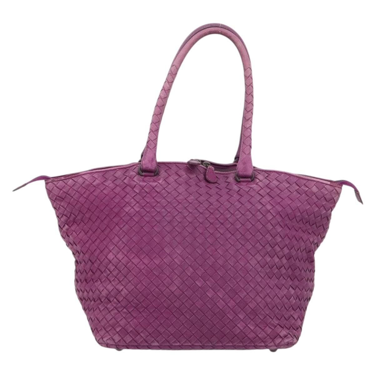 BOTTEGA VENETA INTRECCIATO Tote Bag Leather Purple Auth fm5403