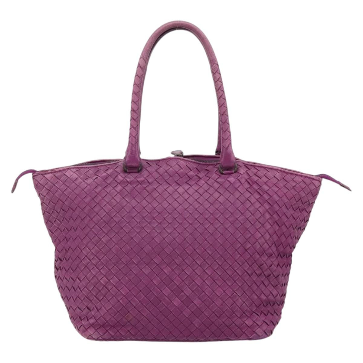 BOTTEGA VENETA INTRECCIATO Tote Bag Leather Purple Auth fm5403