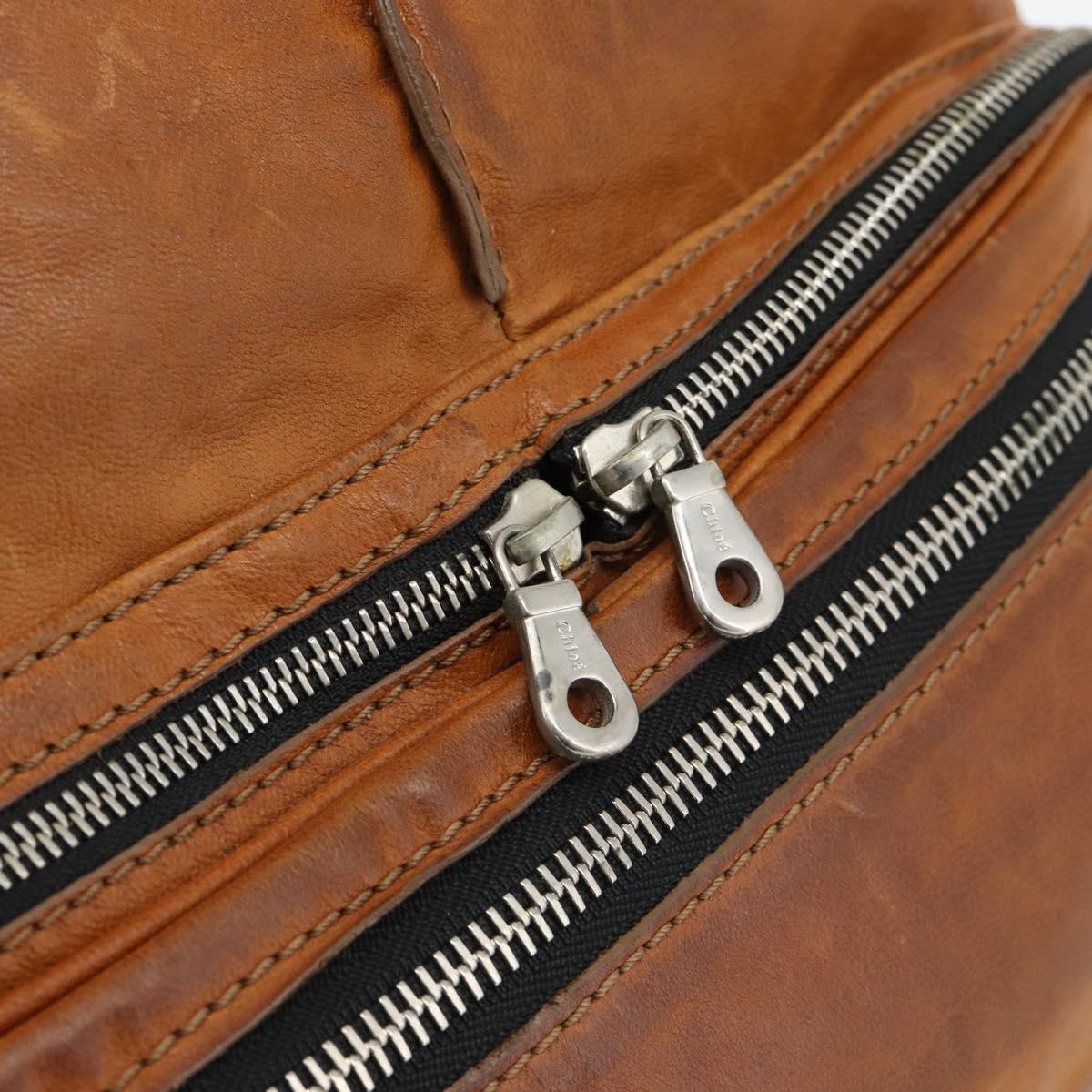 Chloe Betty Shoulder Bag Leather Brown Gold Silver Auth fm5404A