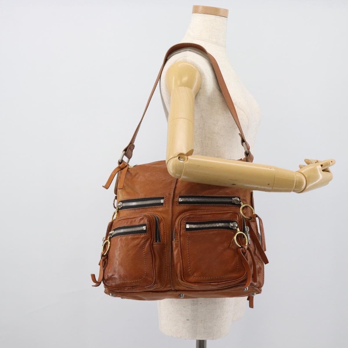 Chloe Betty Shoulder Bag Leather Brown Gold Silver Auth fm5404A