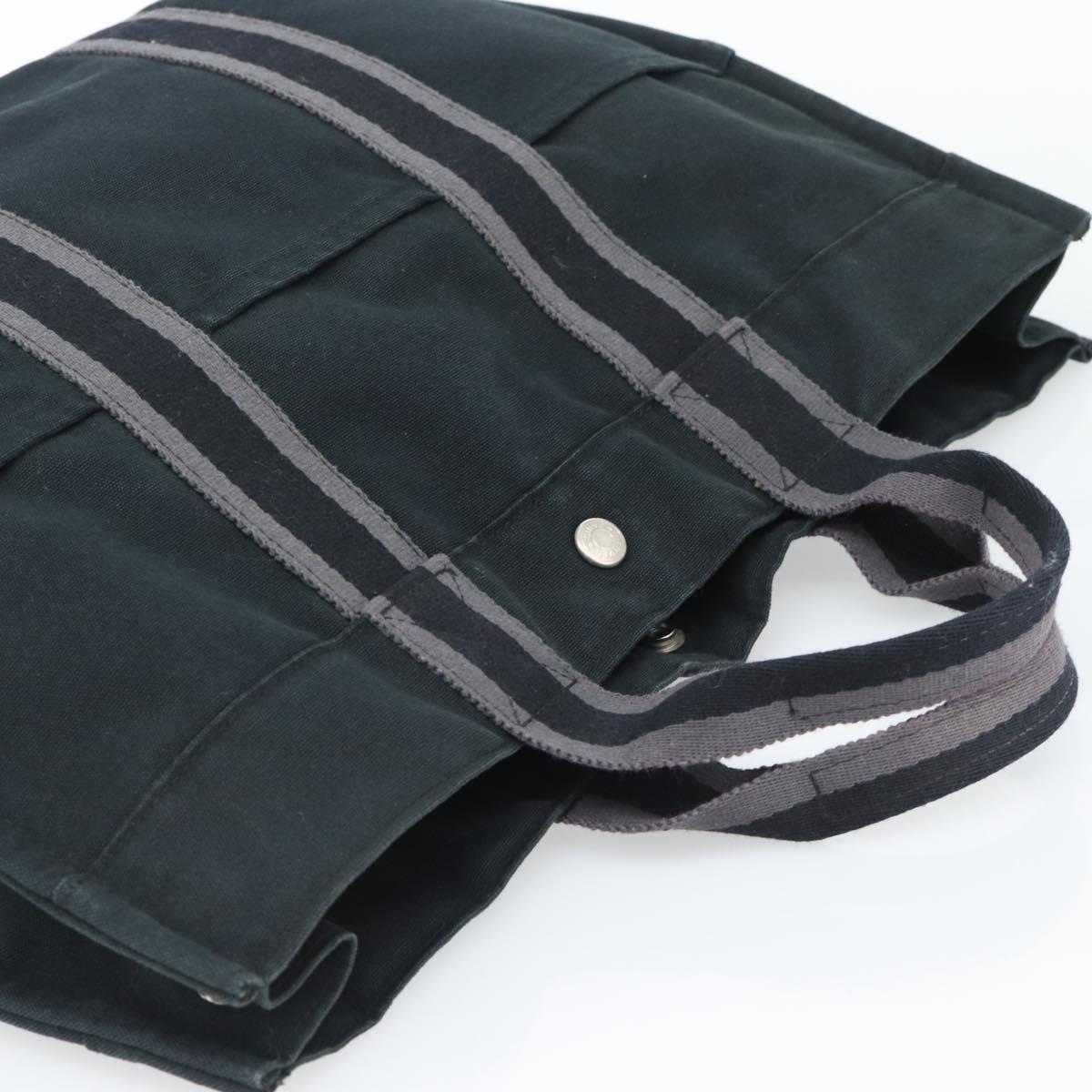 HERMES Fourre Tout MM Hand Bag Canvas 3 Set Navy Black Red Auth fm5405A