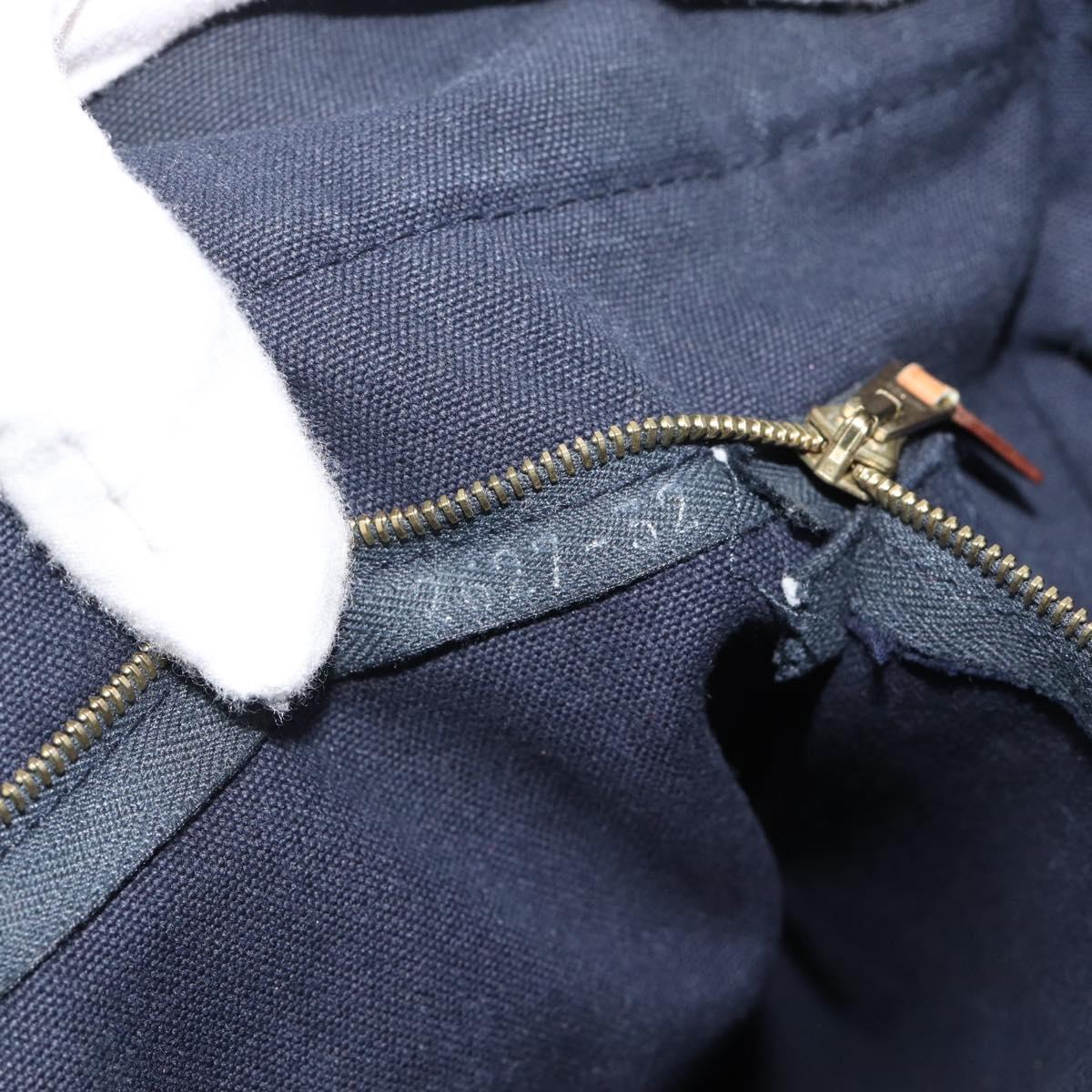 HERMES Fourre Tout MM Hand Bag Canvas Navy Silver Auth fm5406