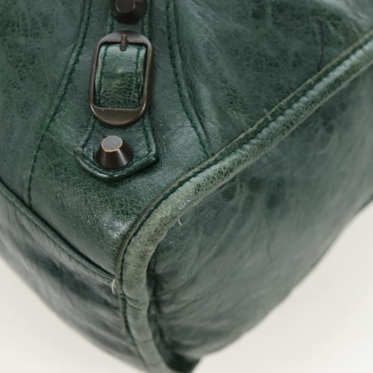 BALENCIAGA The City Hand Bag Leather 2way Green 115748 Auth fm5410V
