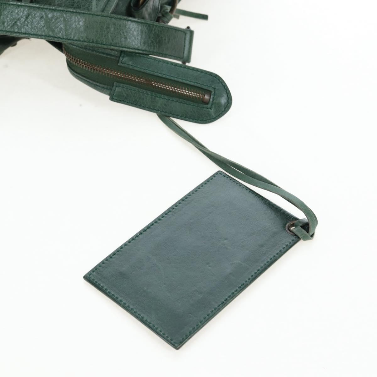 BALENCIAGA The City Hand Bag Leather 2way Green 115748 Auth fm5410V