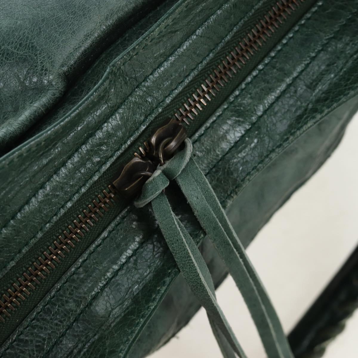 BALENCIAGA The City Hand Bag Leather 2way Green 115748 Auth fm5410V