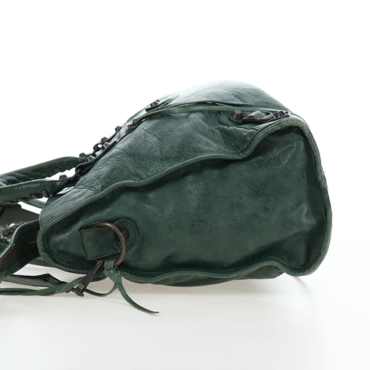 BALENCIAGA The City Hand Bag Leather 2way Green 115748 Auth fm5410V