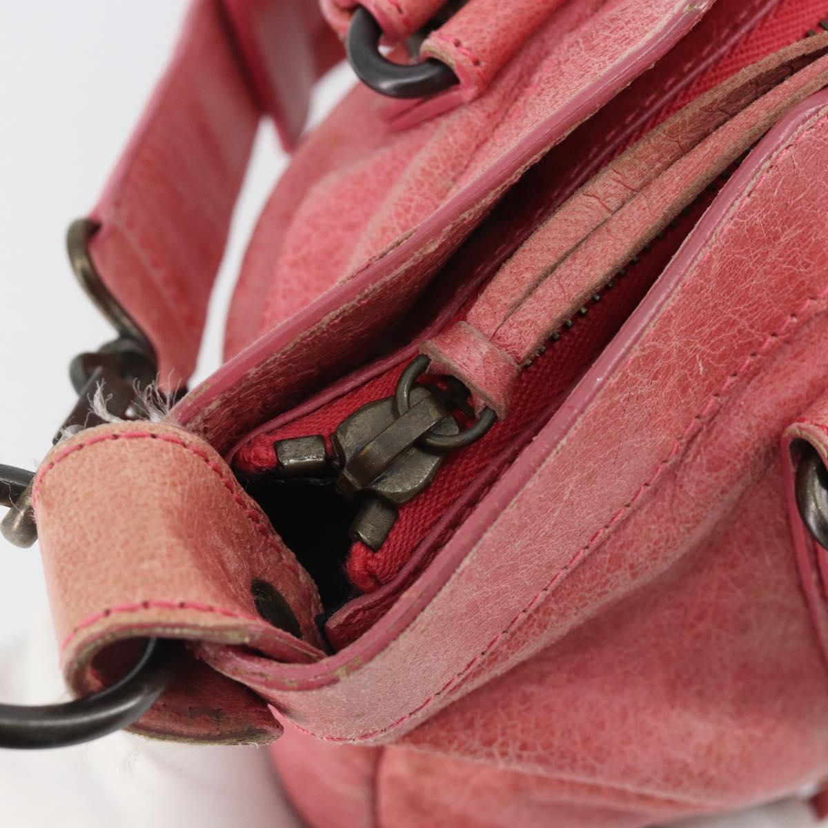 BALENCIAGA The First Hand Bag Leather 2way Pink 103208 6643 Auth fm5411V