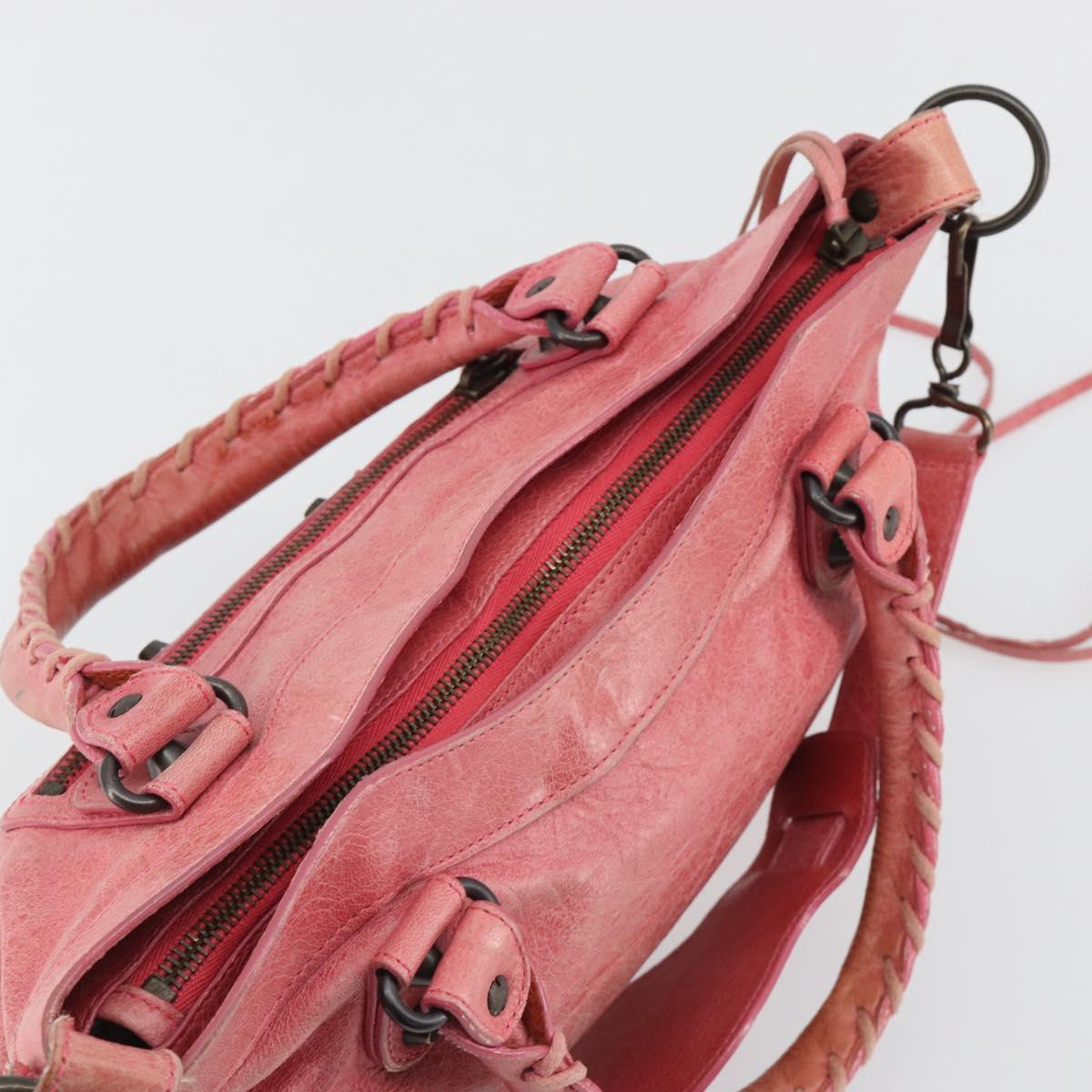 BALENCIAGA The First Hand Bag Leather 2way Pink 103208 6643 Auth fm5411V