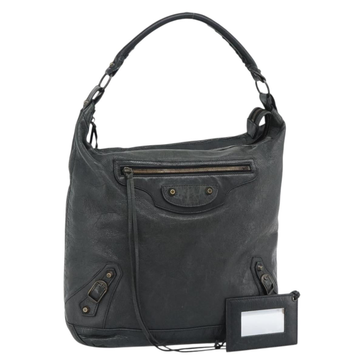 BALENCIAGA The Day Shoulder Bag Leather Green 140442 Auth fm5412V