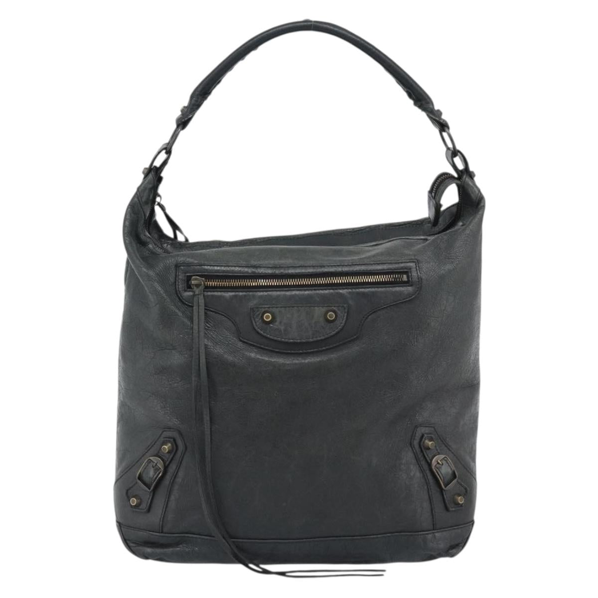 BALENCIAGA The Day Shoulder Bag Leather Green 140442 Auth fm5412V