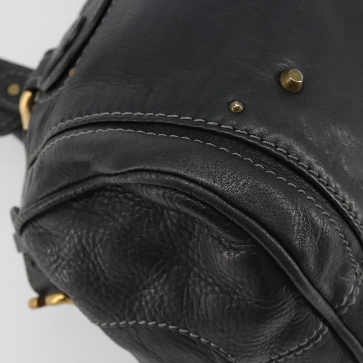 Chloe Paddington Hand Bag Leather Black Gold Silver Auth fm5413V