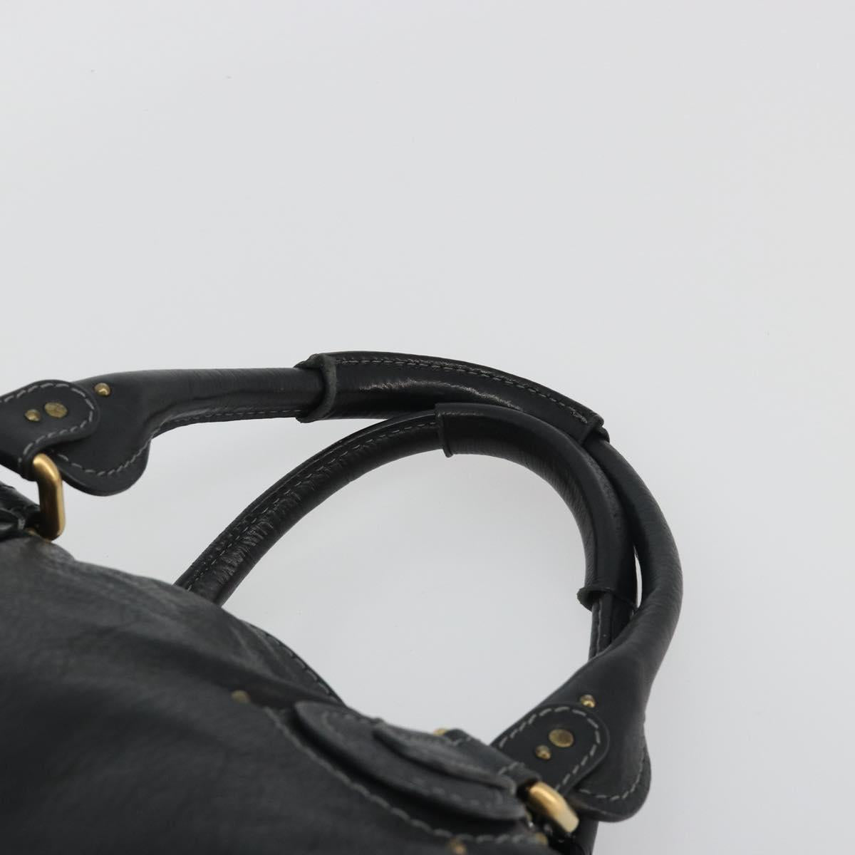 Chloe Paddington Hand Bag Leather Black Gold Silver Auth fm5413V