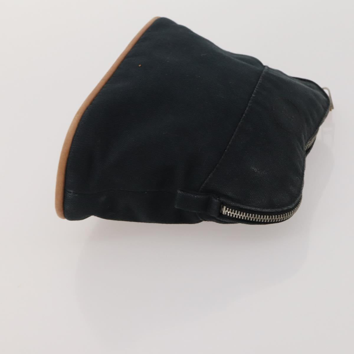 HERMES Hand Bag Canvas 2 Set Black Navy Auth fm5415