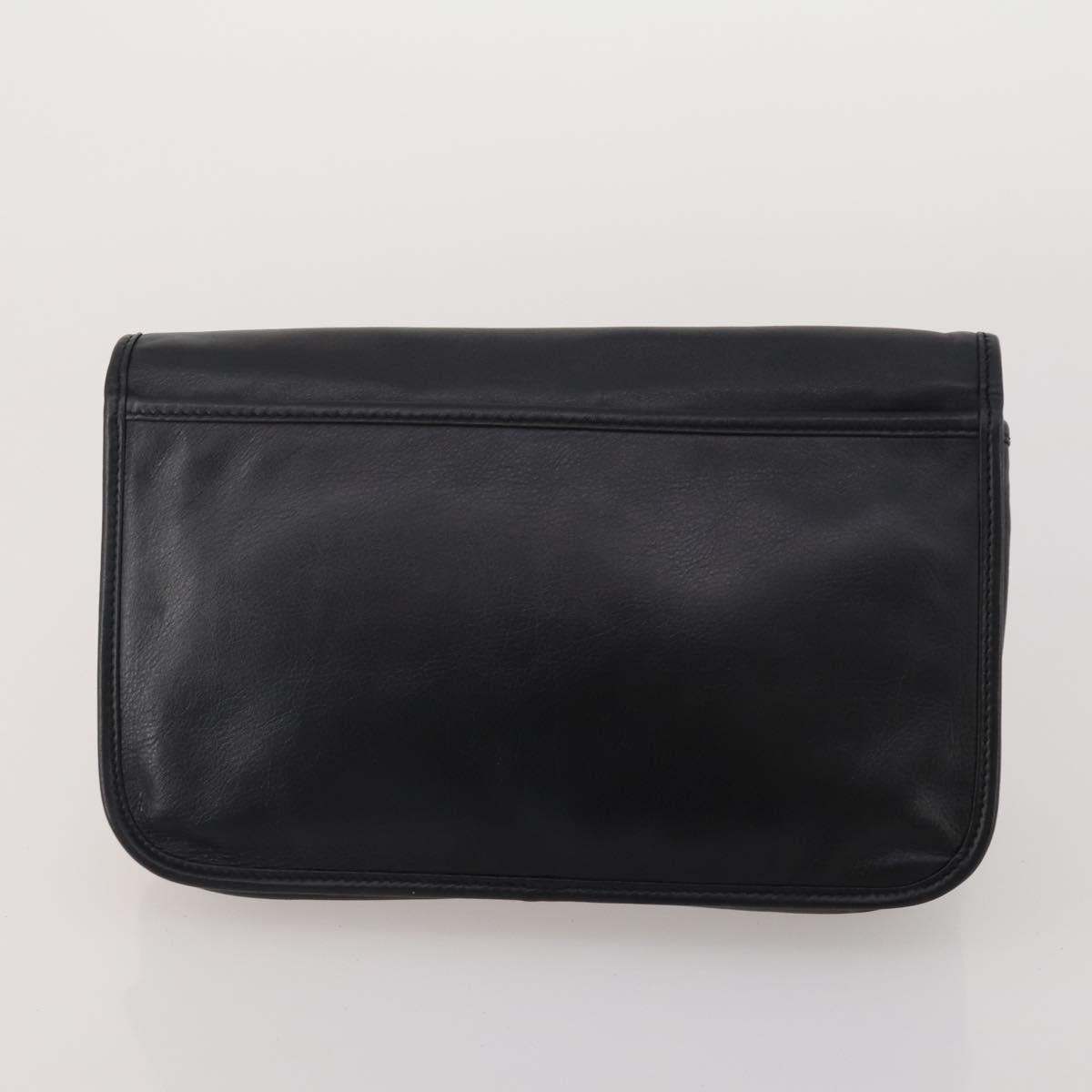 LOEWE Clutch Bag Leather 2 Set Black Auth fm5416