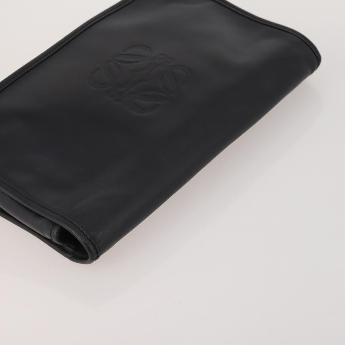 LOEWE Clutch Bag Leather 2 Set Black Auth fm5416