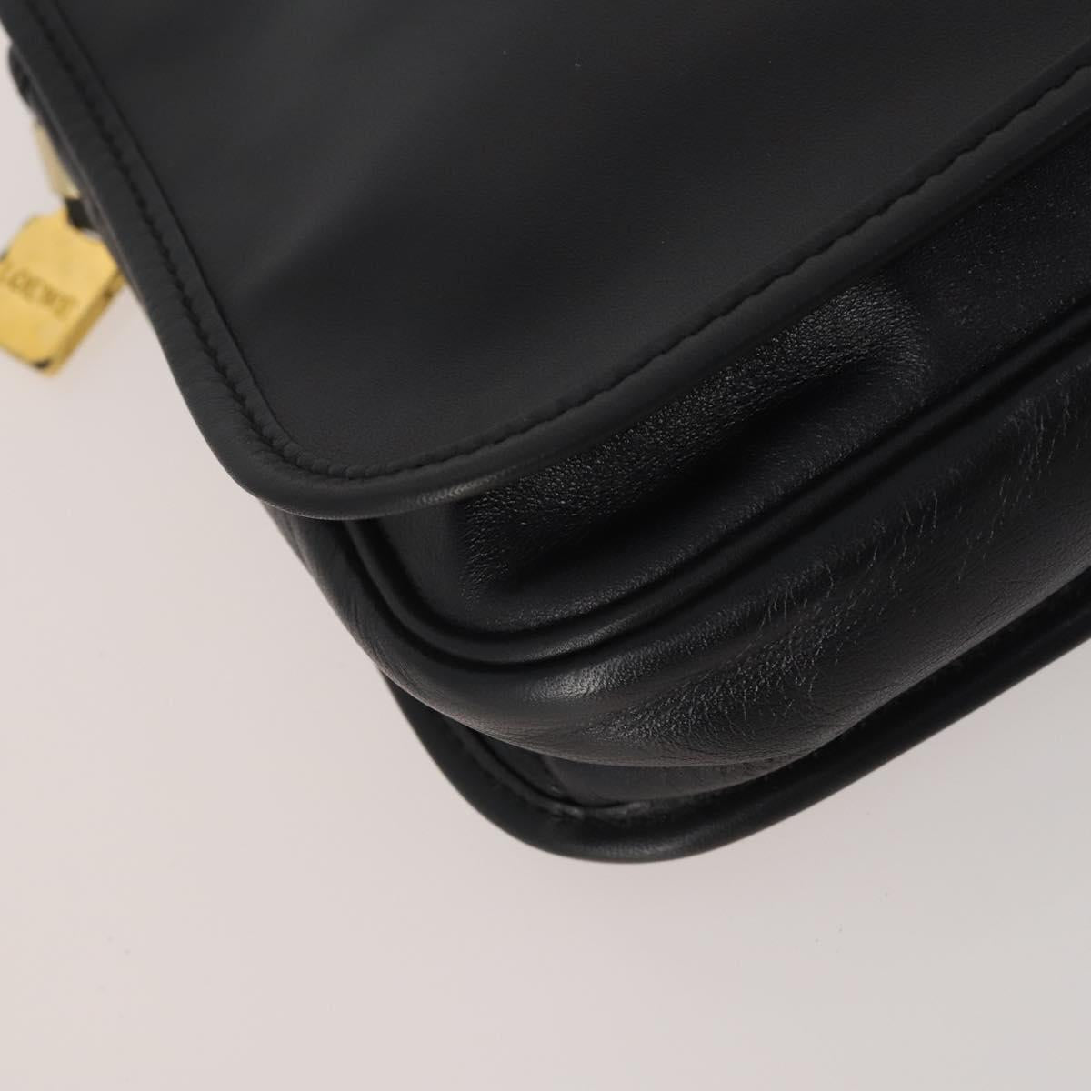 LOEWE Clutch Bag Leather 2 Set Black Auth fm5416