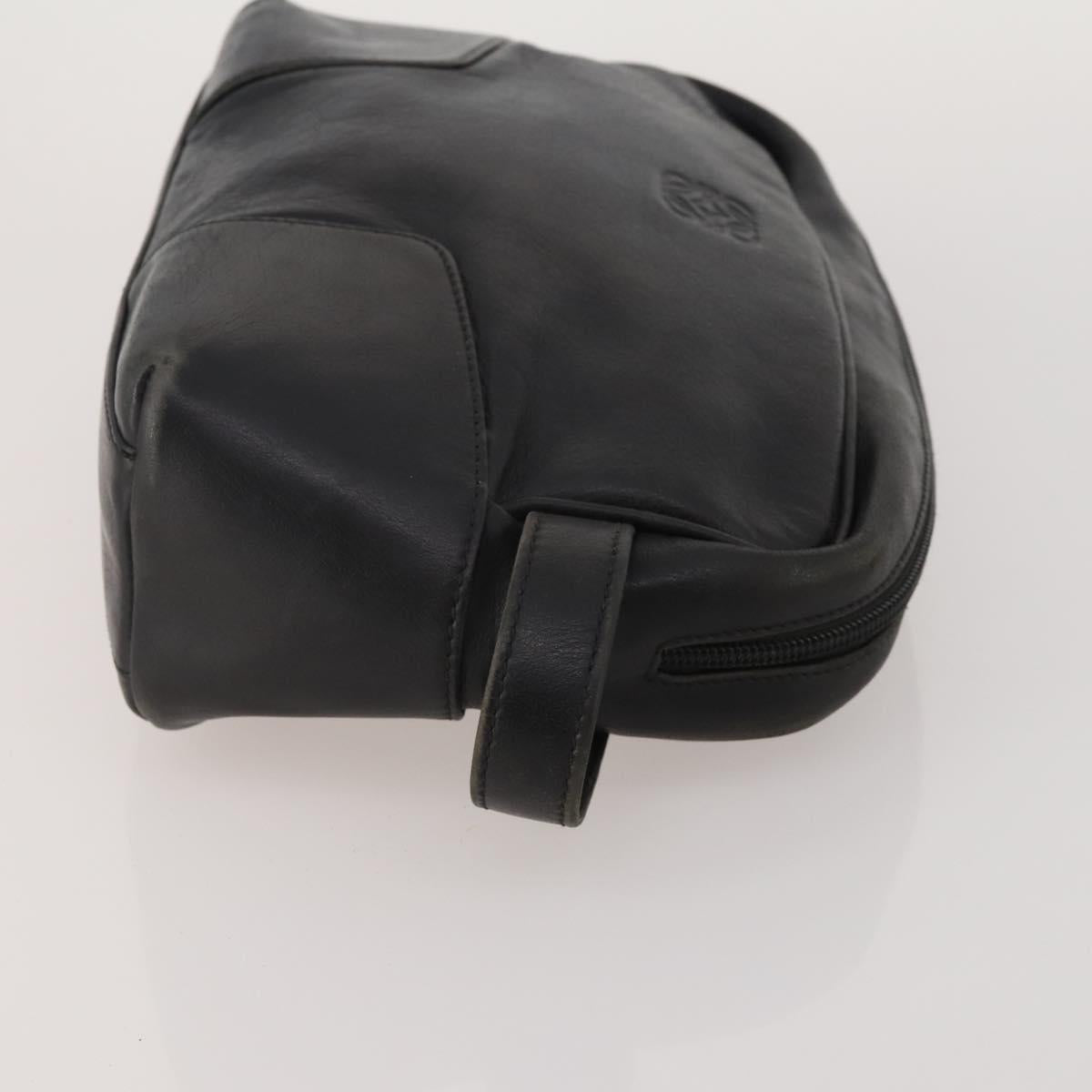 LOEWE Clutch Bag Leather 2 Set Black Auth fm5416