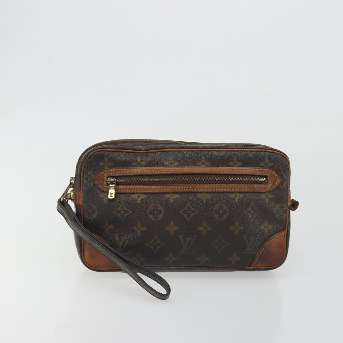 LOUIS VUITTON Monogram Marly Dragonne GM Clutch Bag 2 Set M51825 LV Auth fm5417