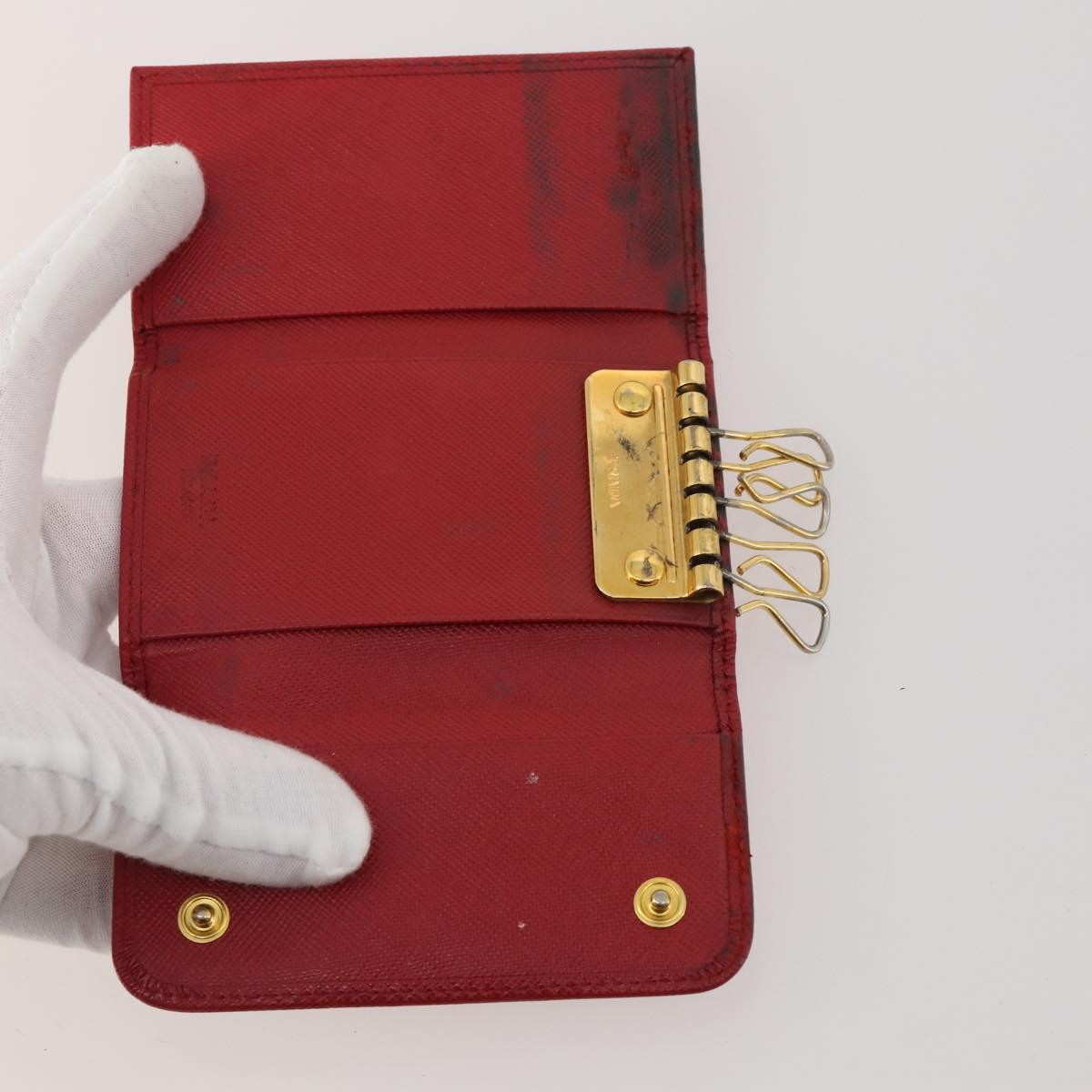 PRADA Wallet Leather 7 Set Red Black beige Auth fm5422