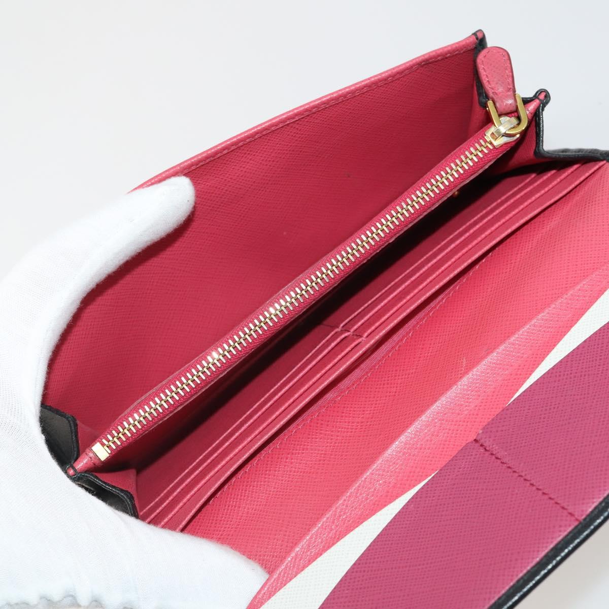 PRADA Wallet Leather 7 Set Red Black beige Auth fm5422