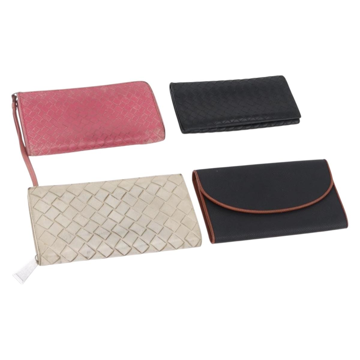 BOTTEGAVENETA INTRECCIATO Wallet Leather 4 Set Pink Brown black Auth fm5424