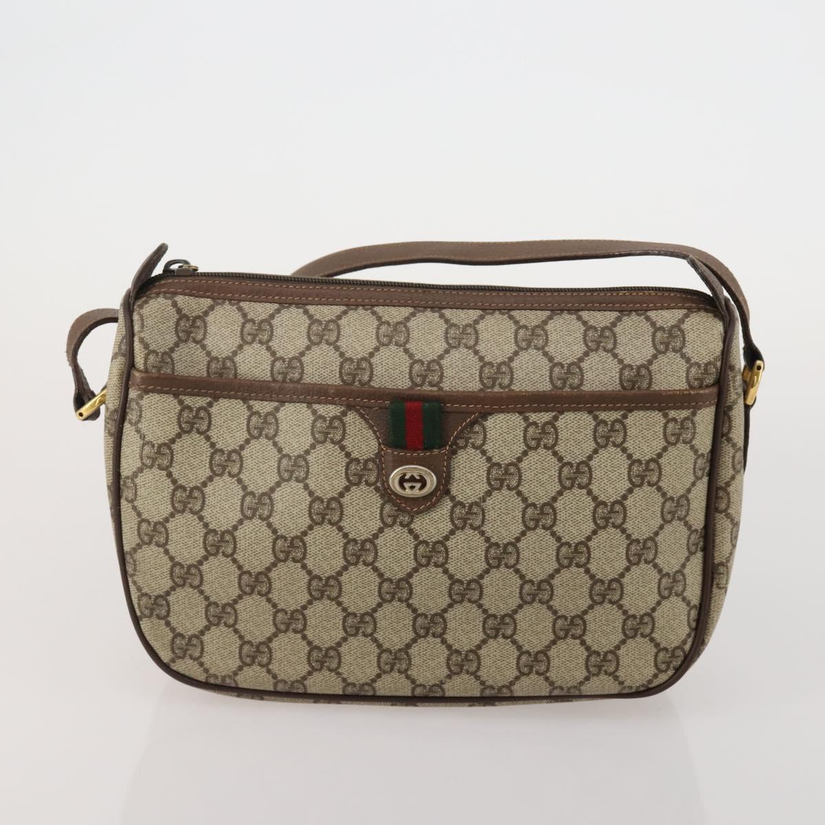 GUCCI GG Supreme WebSherry Line Sherry Line Bag PVC 2 Set Beige Navy Auth fm5425