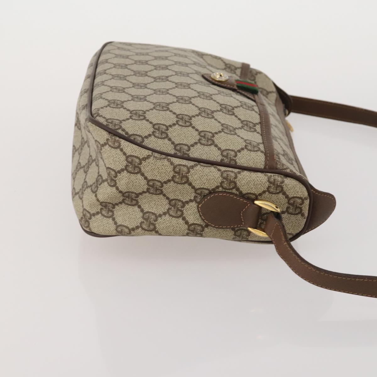 GUCCI GG Supreme WebSherry Line Sherry Line Bag PVC 2 Set Beige Navy Auth fm5425