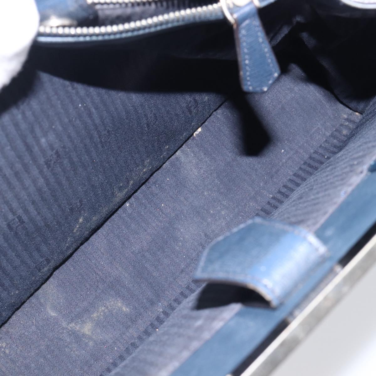 FENDI 2 JOURS Hand Bag Leather 2way Navy Silver Auth fm5429A