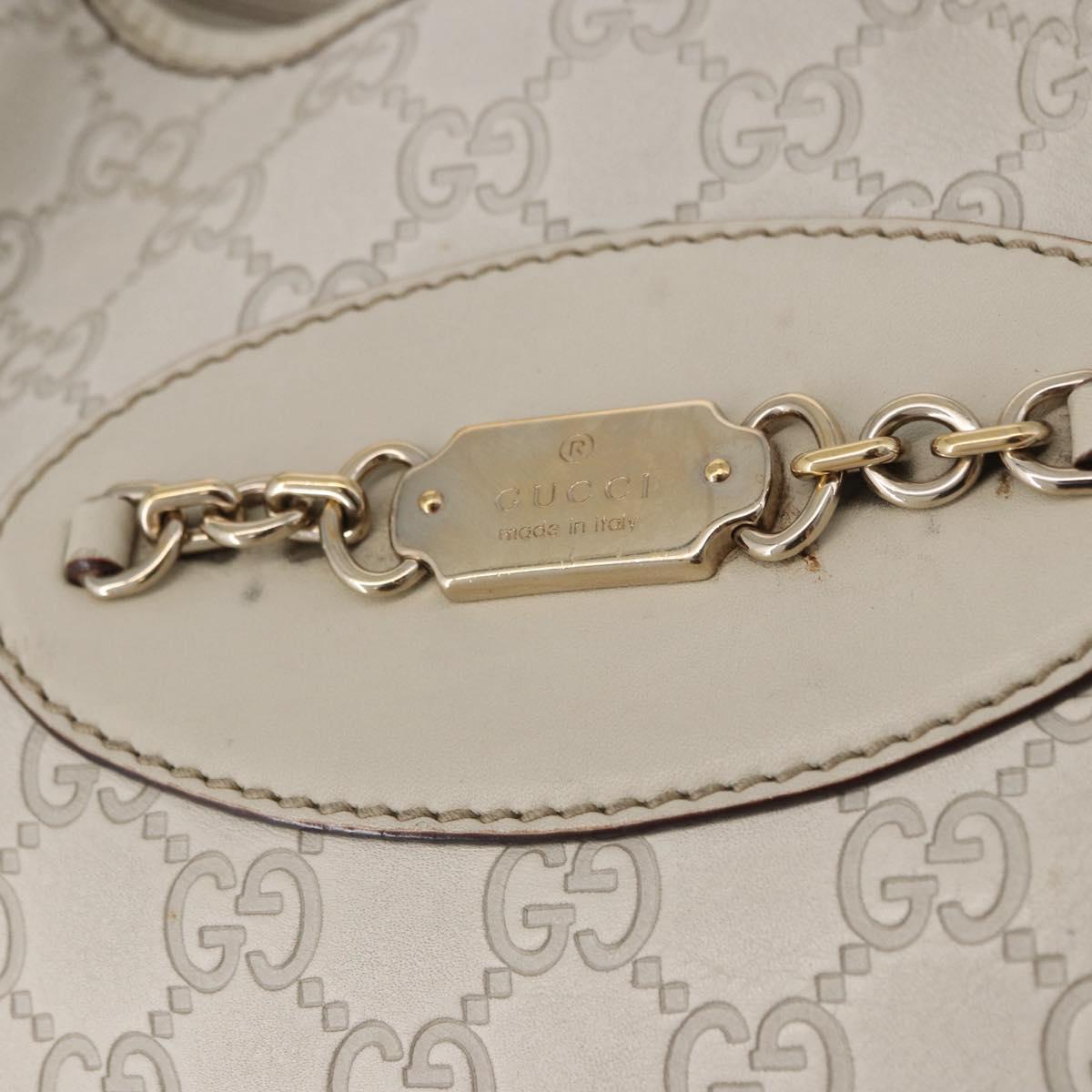 GUCCI GG Canvas Guccissima Shoulder Bag Leather White Gold 145781 Auth fm5430