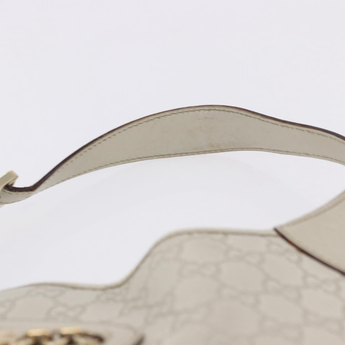 GUCCI GG Canvas Guccissima Shoulder Bag Leather White Gold 145781 Auth fm5430