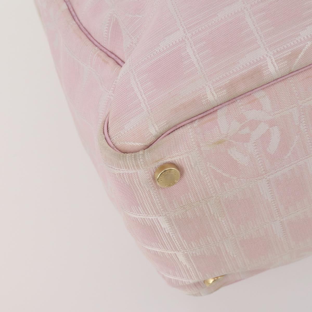 CHANEL New Travel Line Tote Bag Nylon 2 Set Black Pink CC Auth fm5434