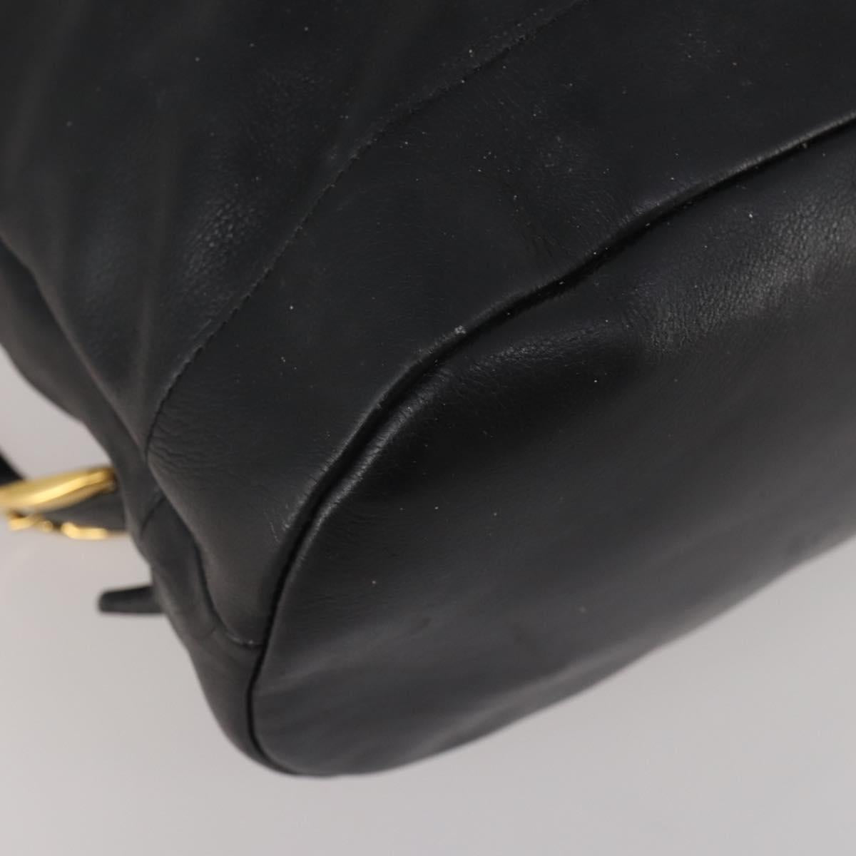 GUCCI Bamboo Backpack Leather Black Gold 003 2855 0043 Auth fm5435