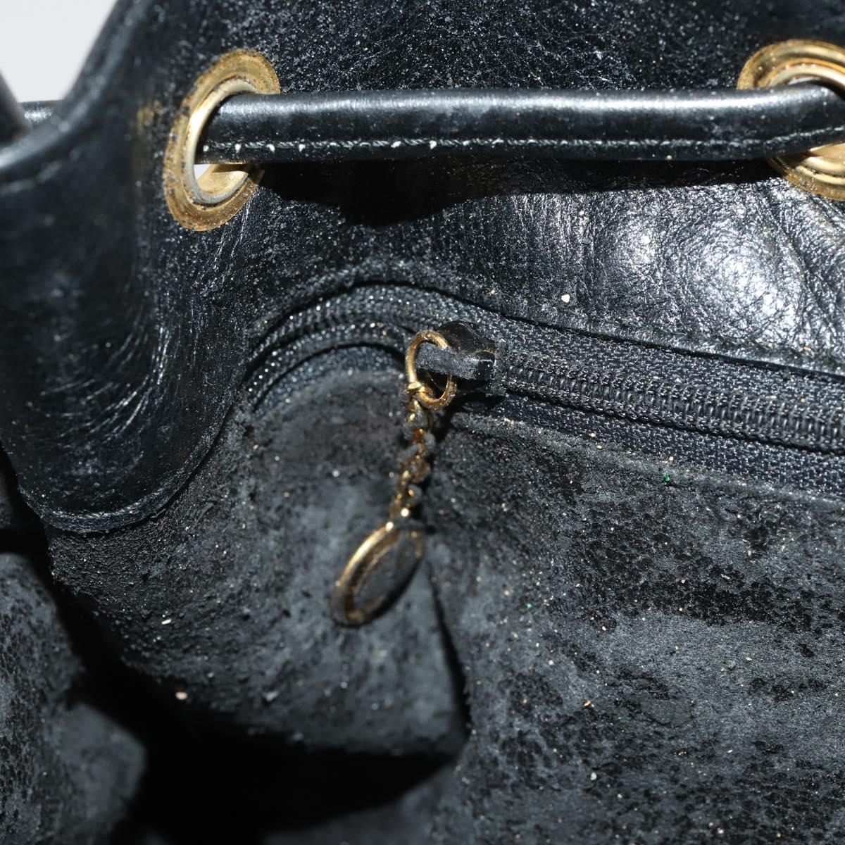 GUCCI Bamboo Backpack Leather Black Gold 003 2855 0043 Auth fm5435