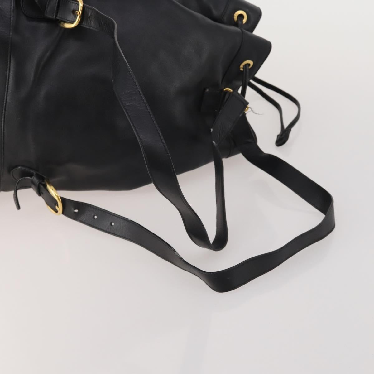 GUCCI Bamboo Backpack Leather Black Gold 003 2855 0043 Auth fm5435