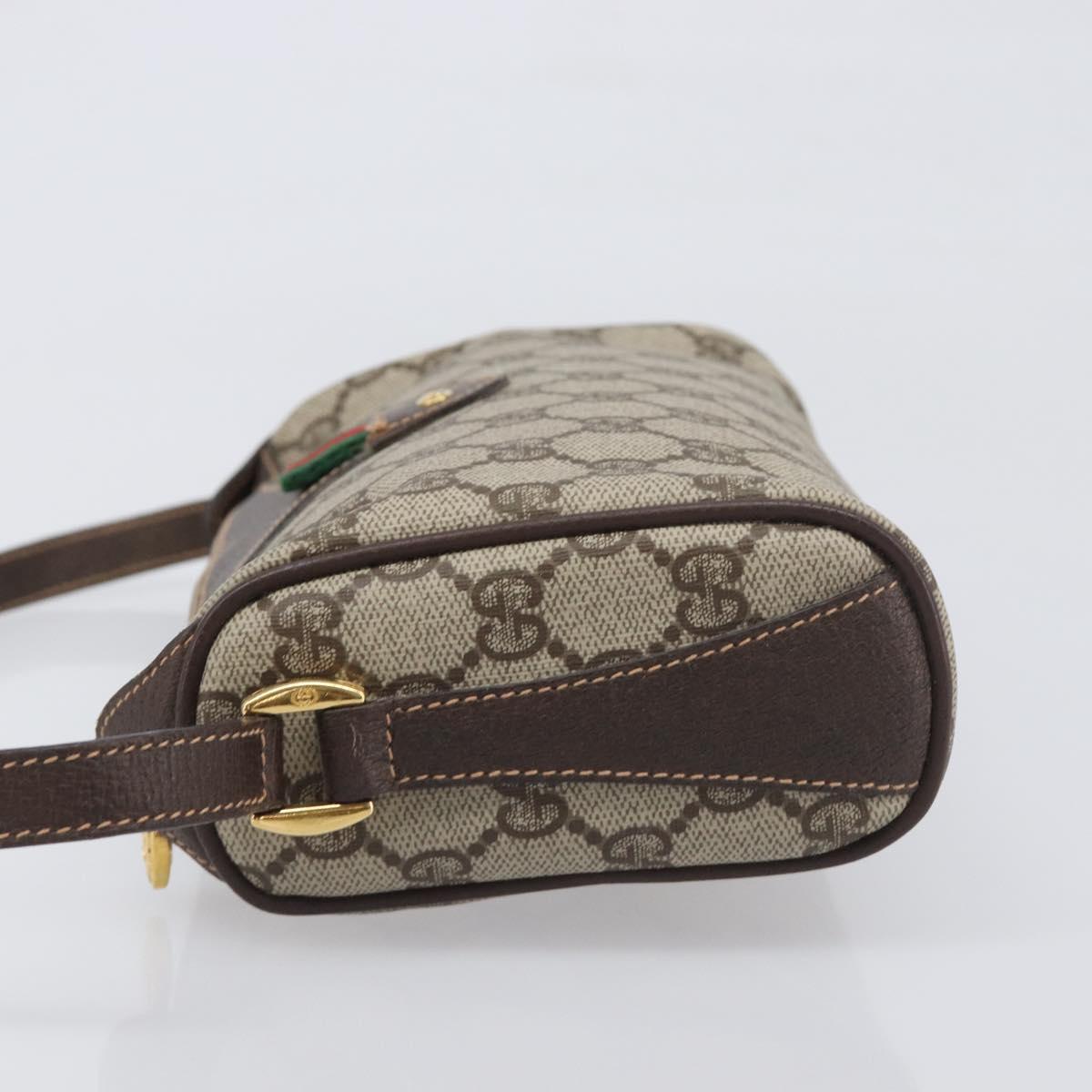 GUCCI GG Supreme Web Sherry Line Bag PVC Beige Gold 89 02 018 Auth fm5436