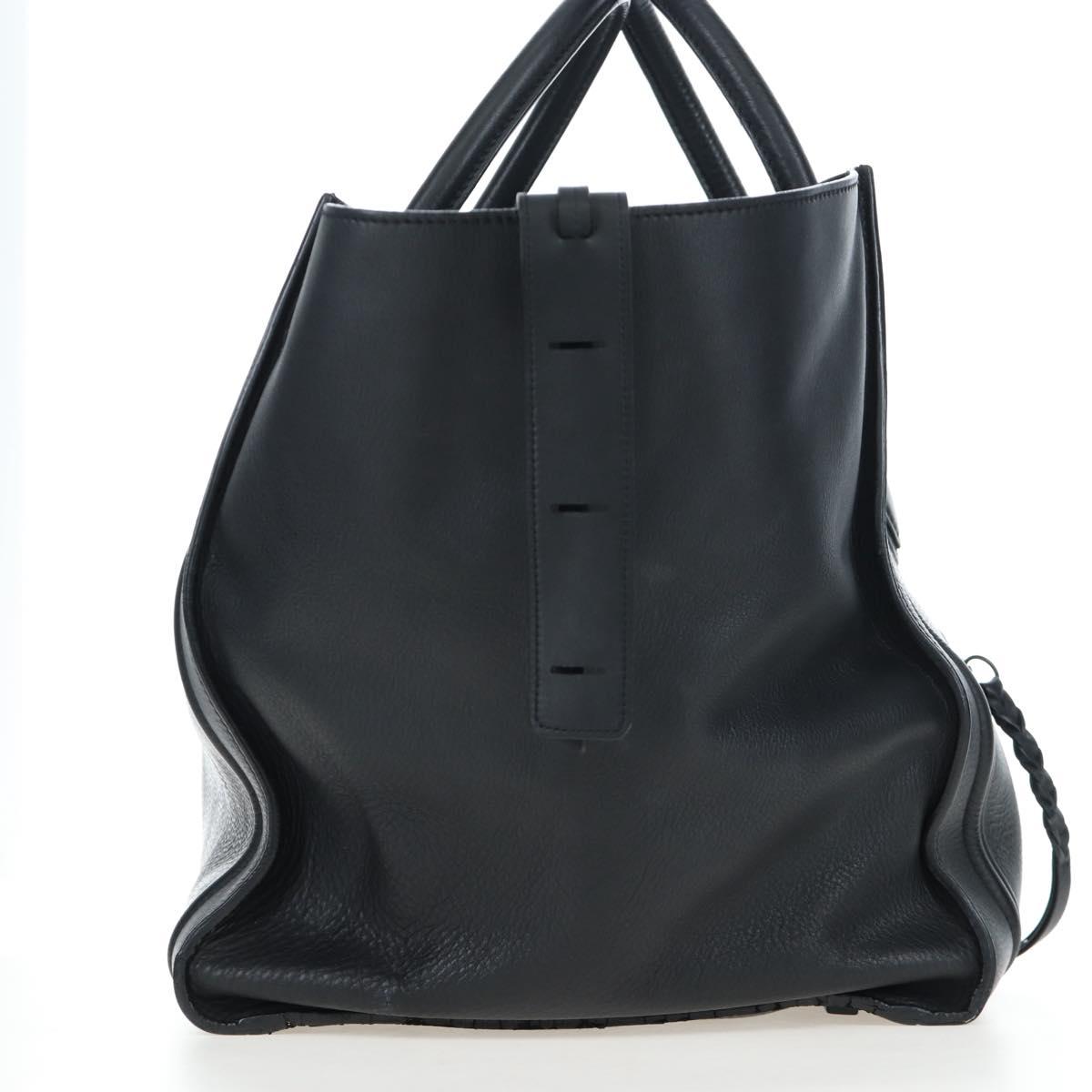 CELINE Luggage Phantom Hand Bag Leather Black Gold Auth fm5451M