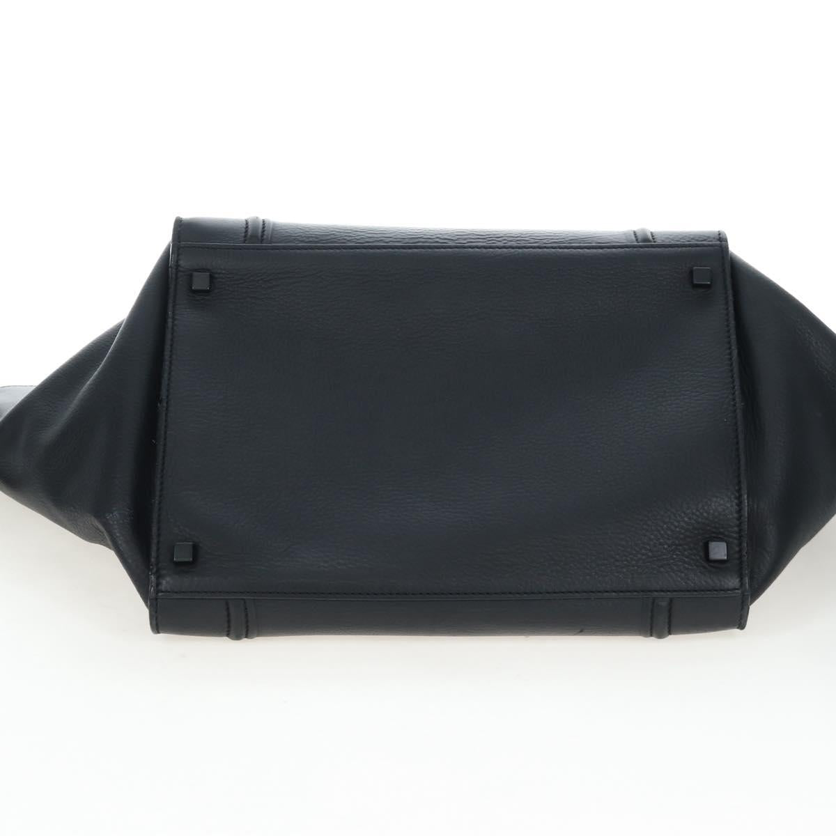 CELINE Luggage Phantom Hand Bag Leather Black Gold Auth fm5451M