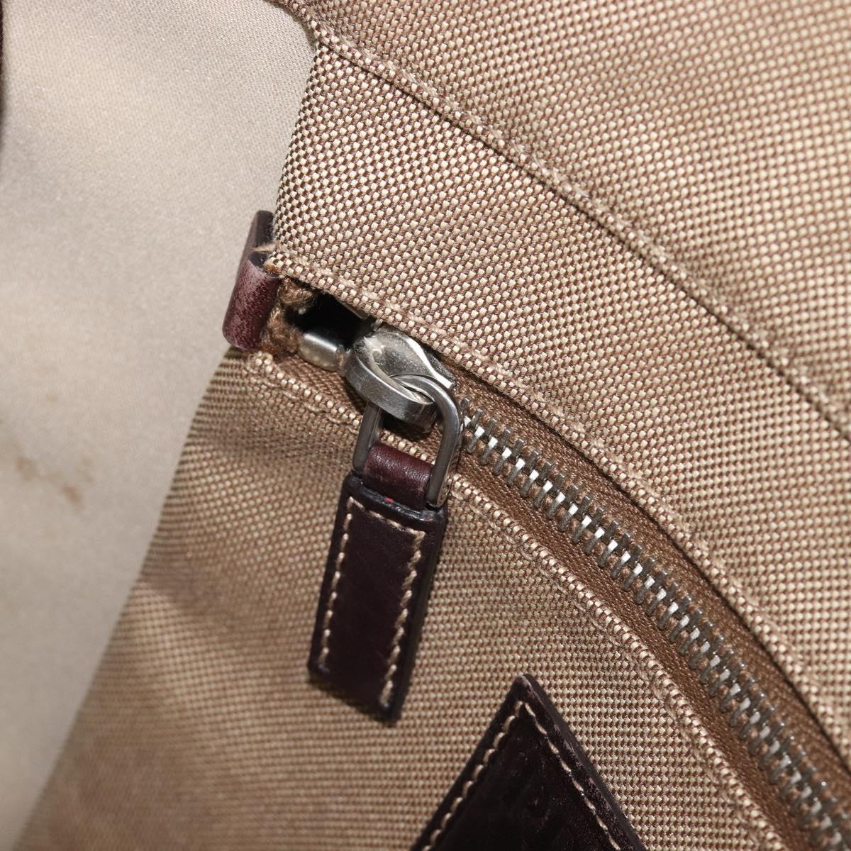 PRADA Jacquard Shoulder Bag Canvas Silver Beige Auth fm5453