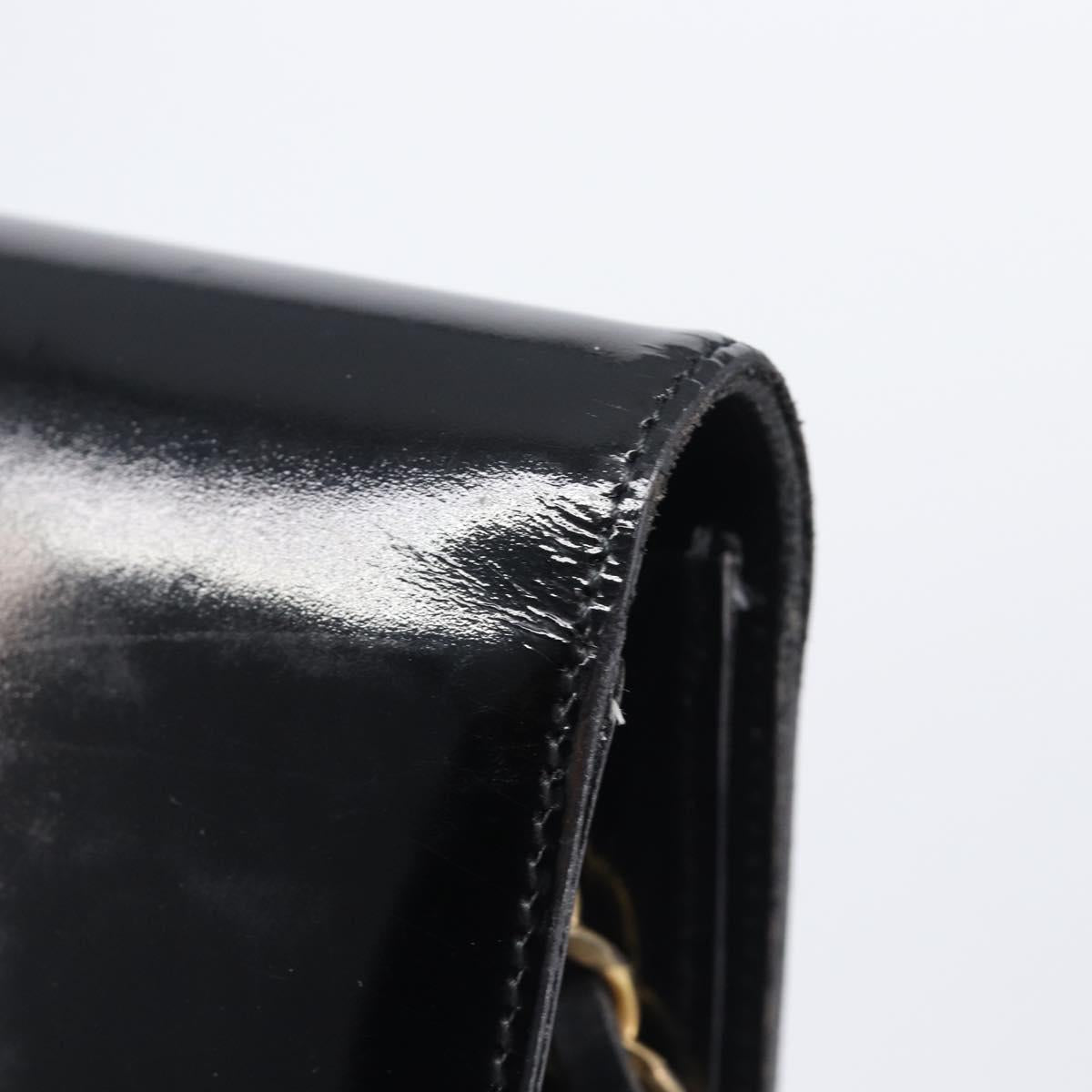 CHANEL Chain Shoulder Bag Patent leather Black Gold CC Auth fm5458