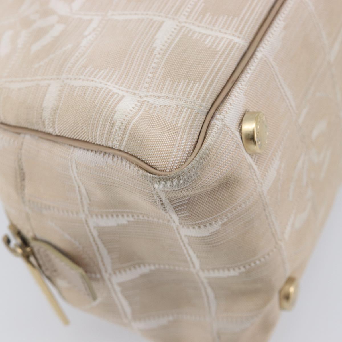 CHANEL New Travel Line Tote Bag Nylon Beige Gold CC Auth fm5462