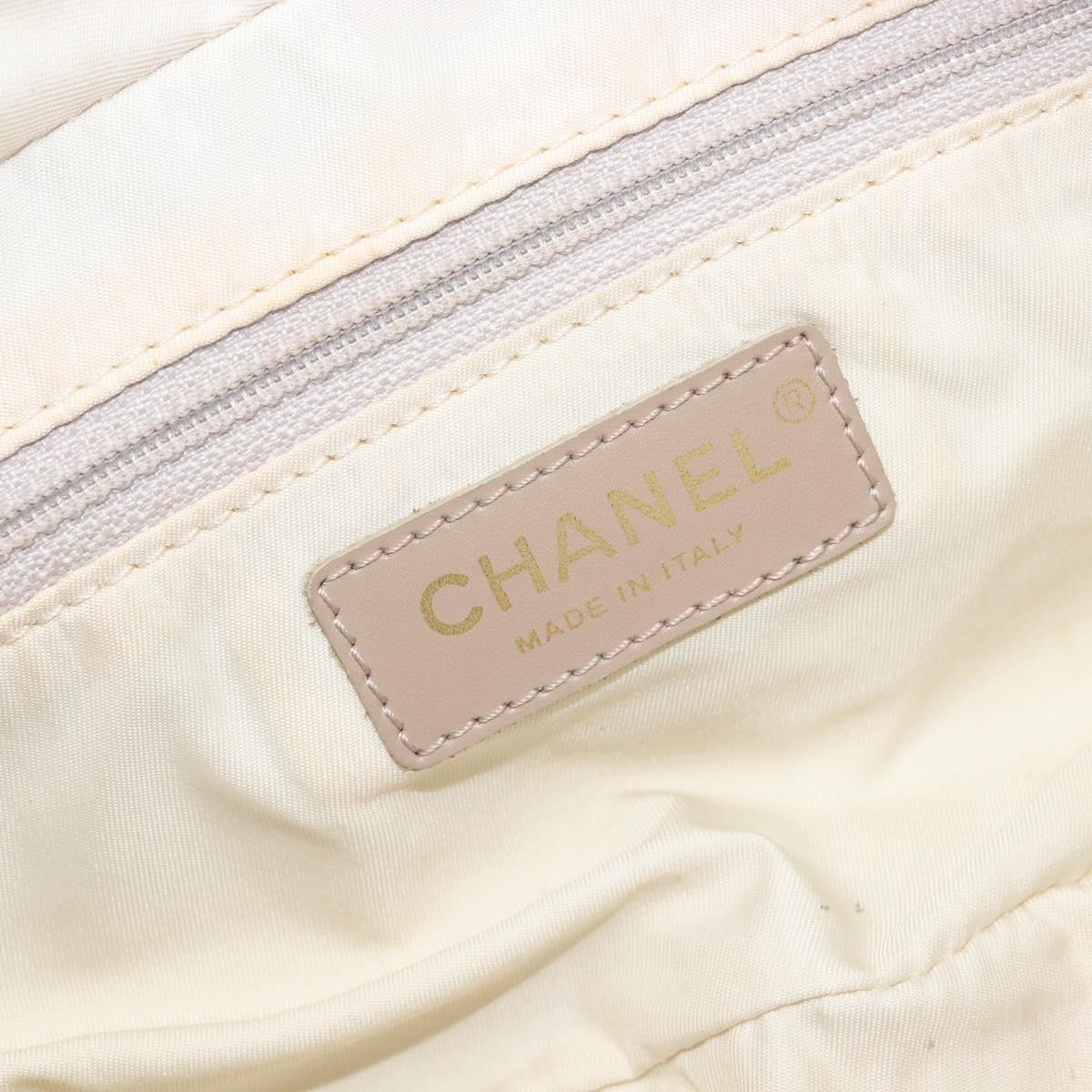 CHANEL New Travel Line Tote Bag Nylon Beige Gold CC Auth fm5462