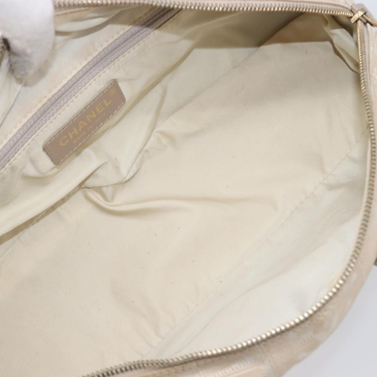 CHANEL New Travel Line Tote Bag Nylon Beige Gold CC Auth fm5462