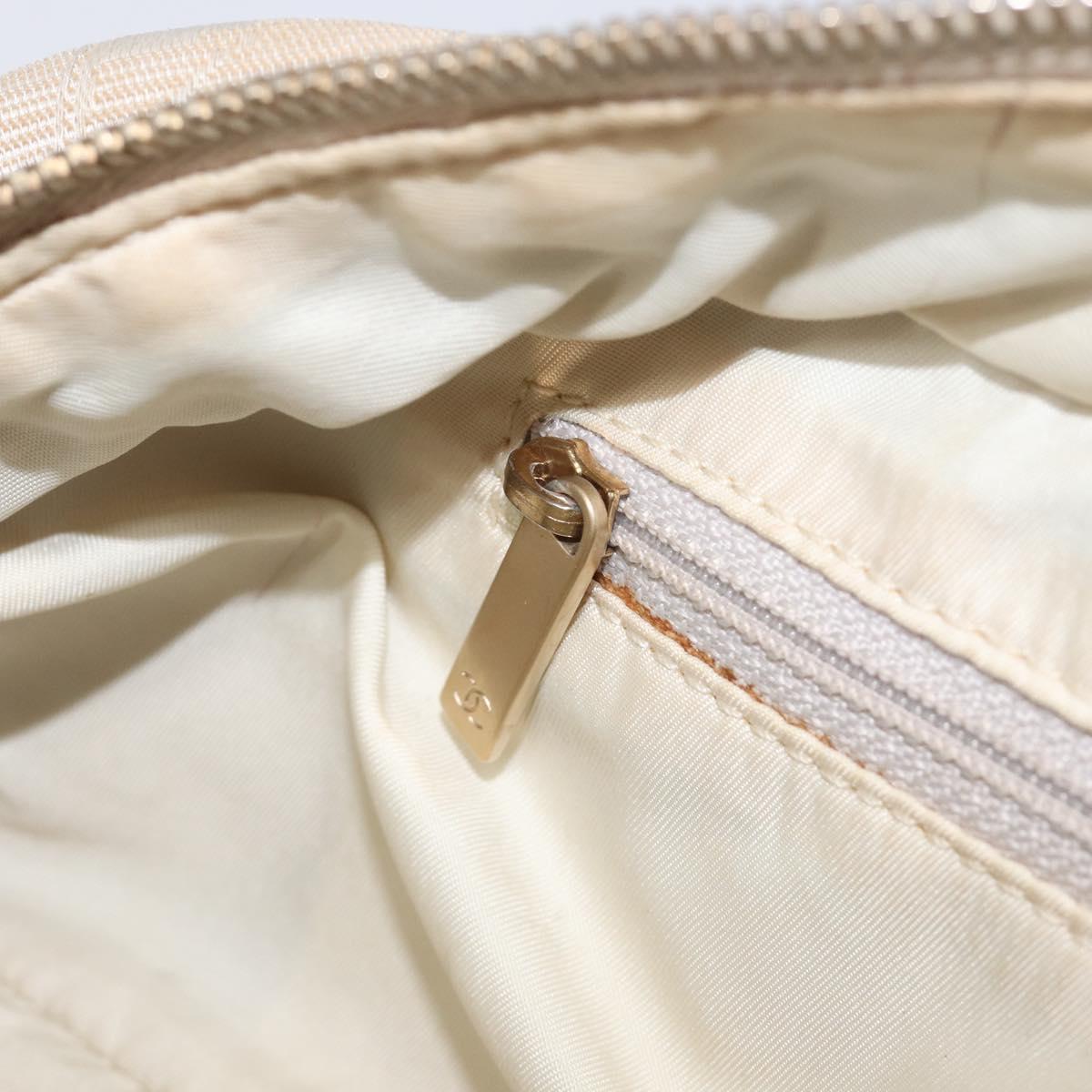 CHANEL New Travel Line Tote Bag Nylon Beige Gold CC Auth fm5462