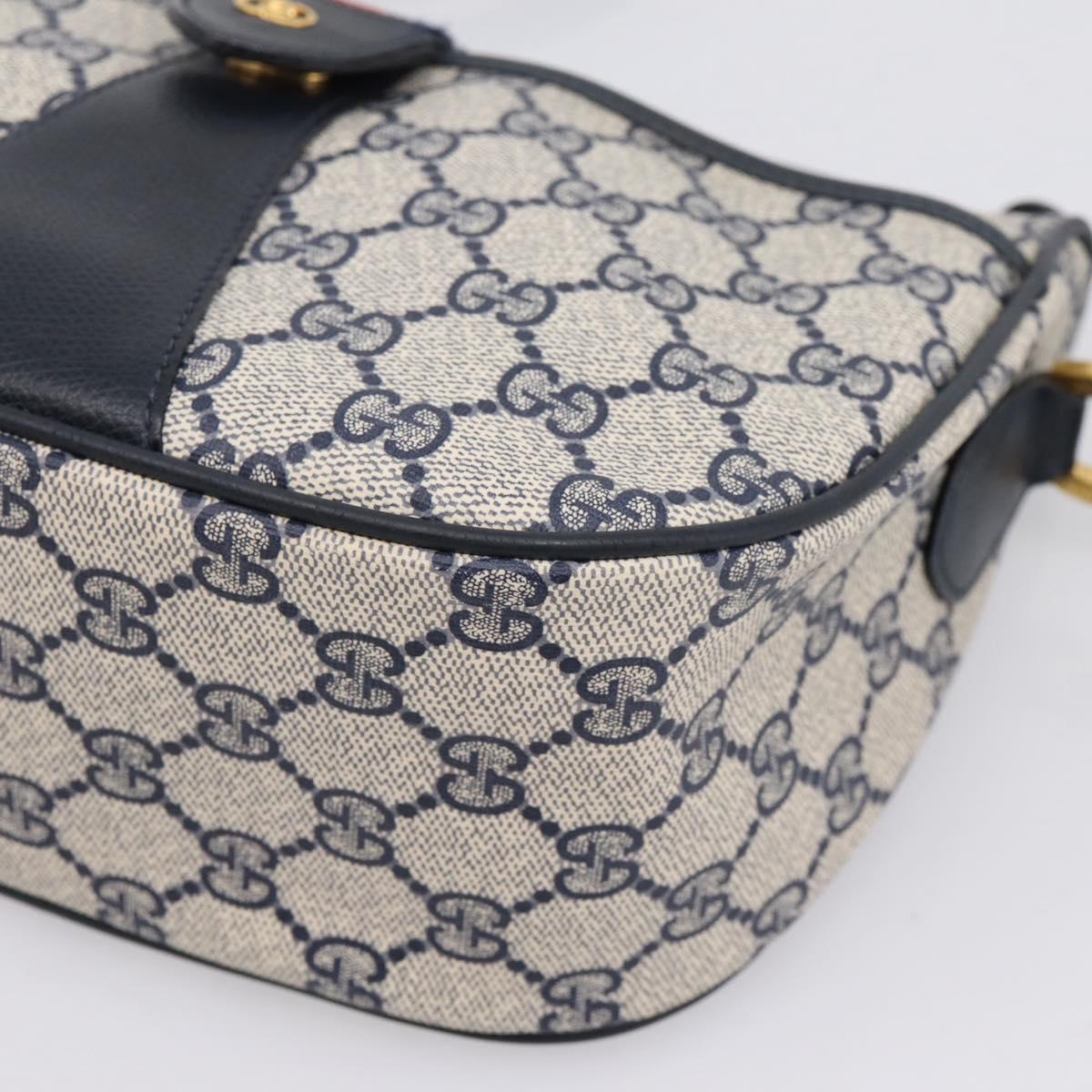GUCCI GG Supreme Sherry Line Shoulder Bag PVC Navy Gold 001 754 6177 Auth fm5467