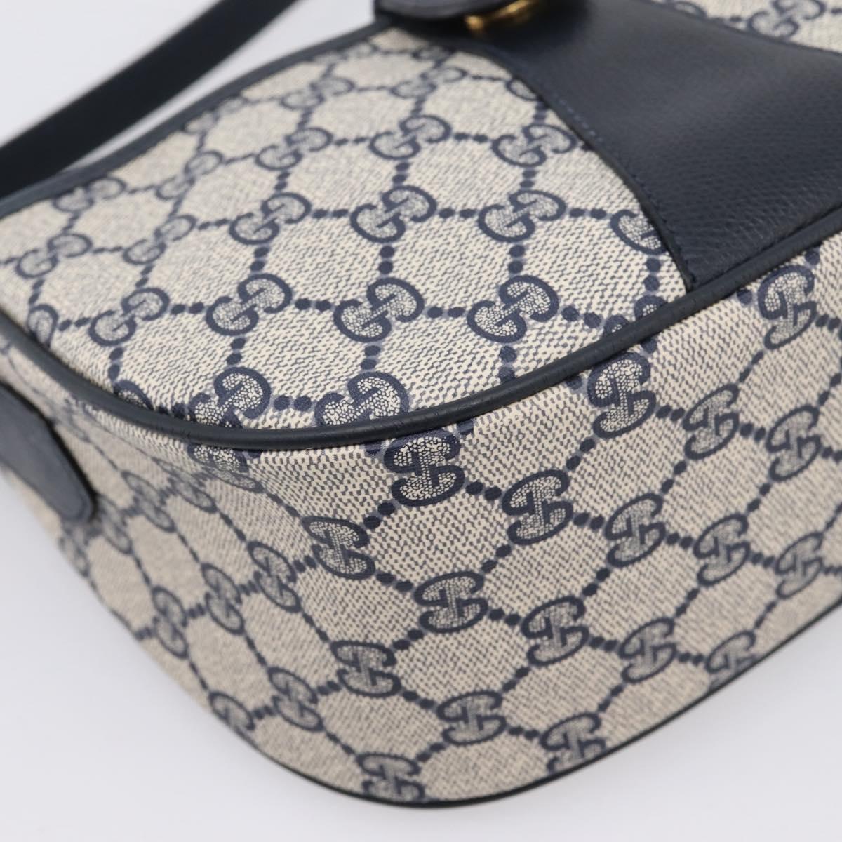 GUCCI GG Supreme Sherry Line Shoulder Bag PVC Navy Gold 001 754 6177 Auth fm5467