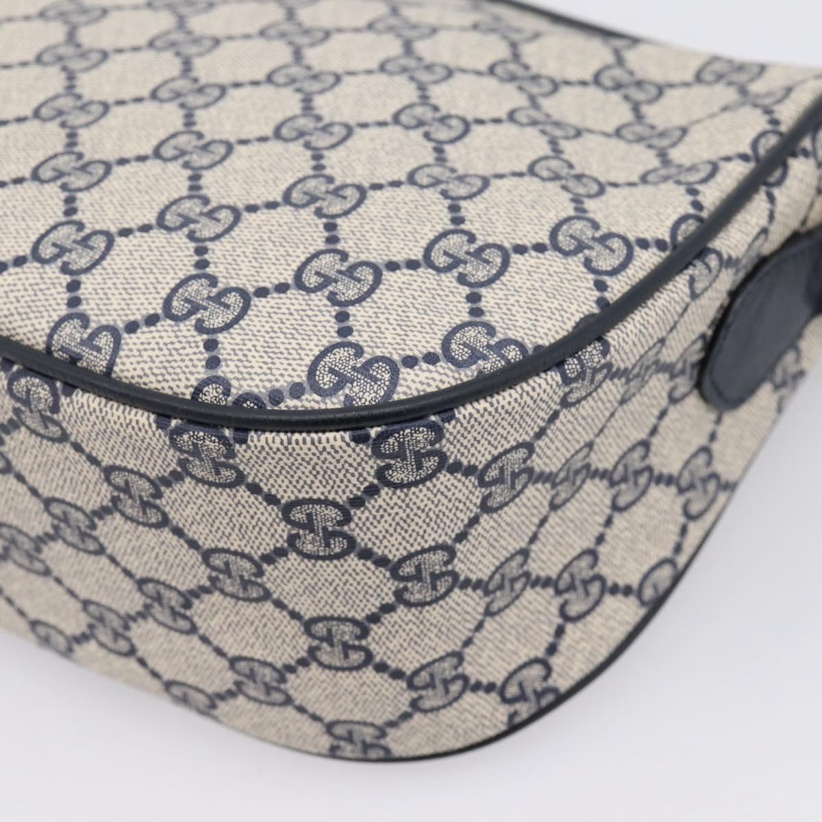 GUCCI GG Supreme Sherry Line Shoulder Bag PVC Navy Gold 001 754 6177 Auth fm5467