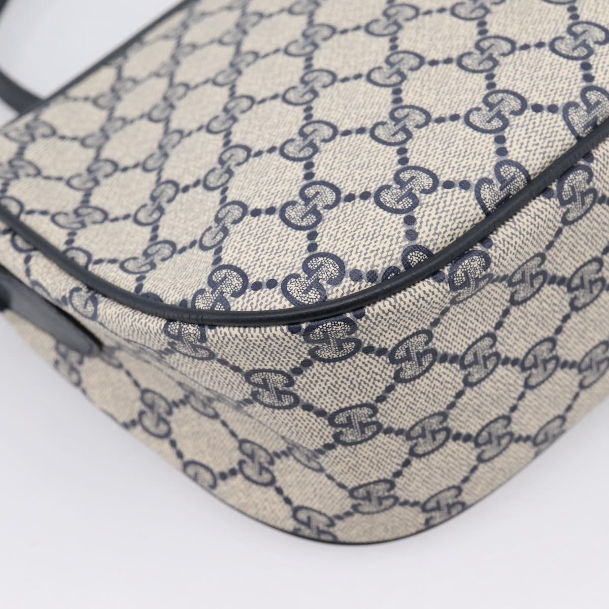 GUCCI GG Supreme Sherry Line Shoulder Bag PVC Navy Gold 001 754 6177 Auth fm5467