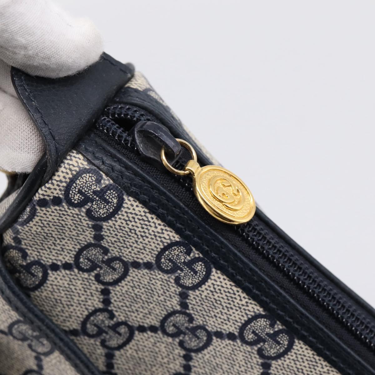 GUCCI GG Supreme Sherry Line Shoulder Bag PVC Navy Gold 001 754 6177 Auth fm5467